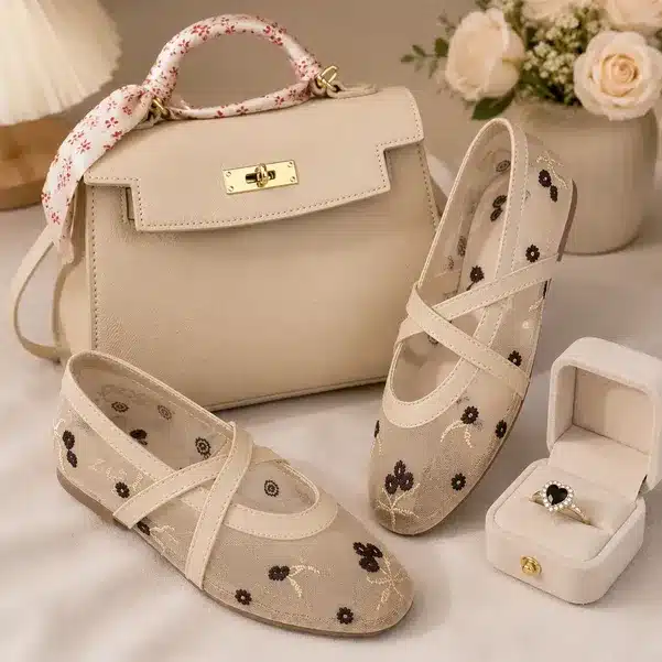 Elegant Floral Mesh Ballet Flats for Women